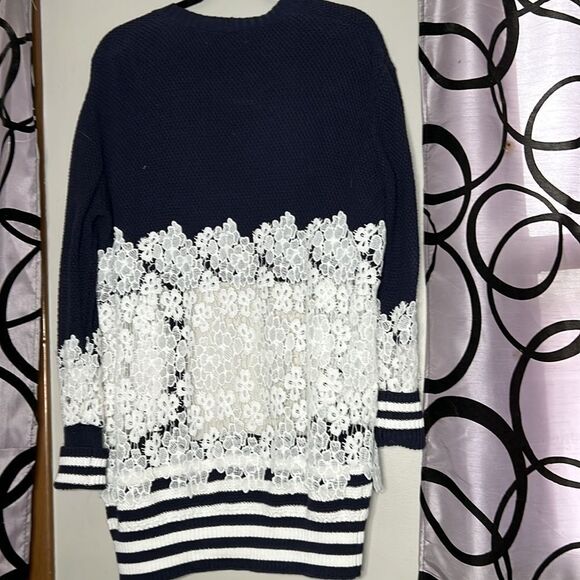 Mesh +Lace striped lace knit cardigan, size medium - Picture 8 of 10